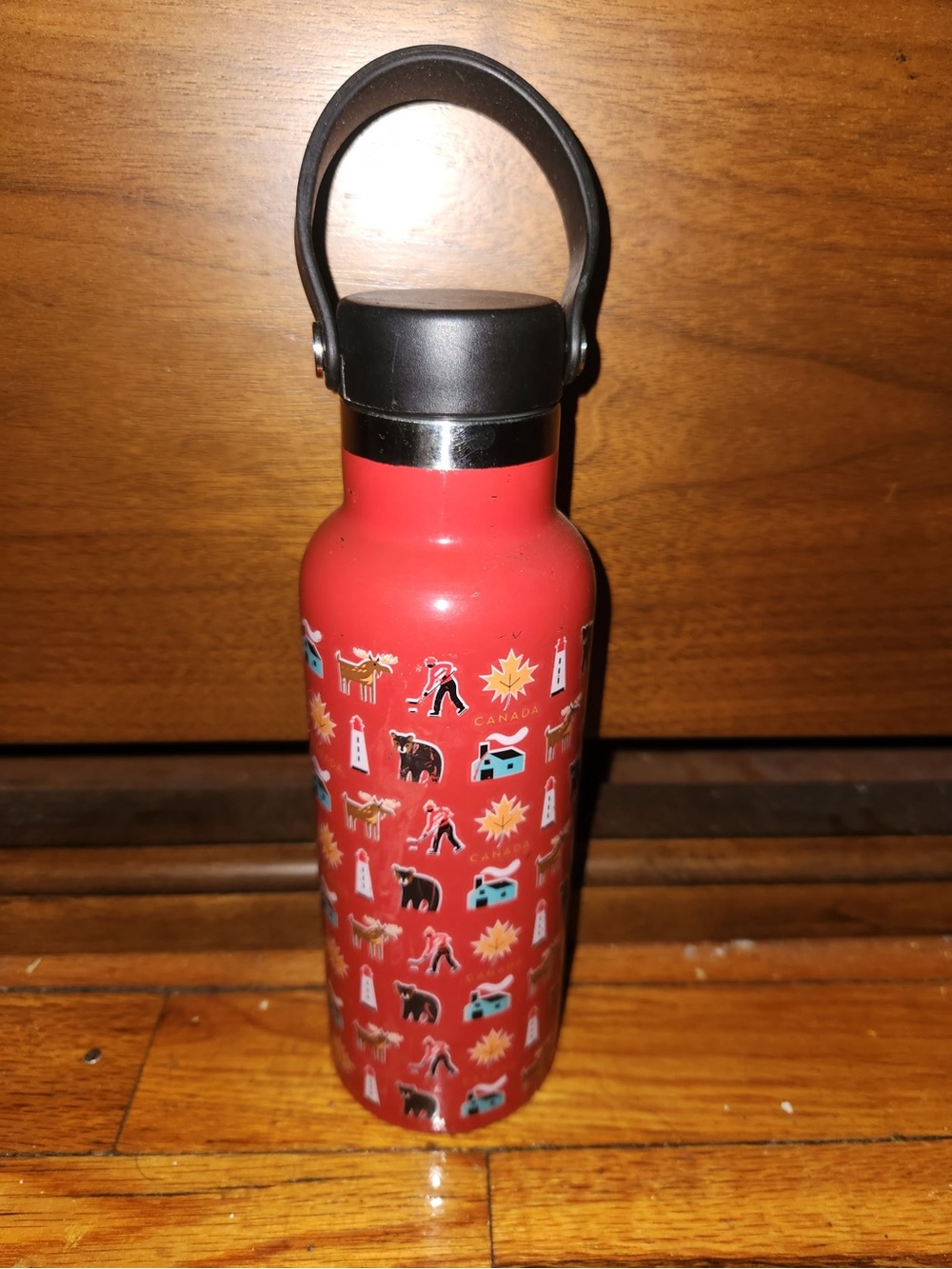 Canada Red Patterned Design Stainless Water Bottle